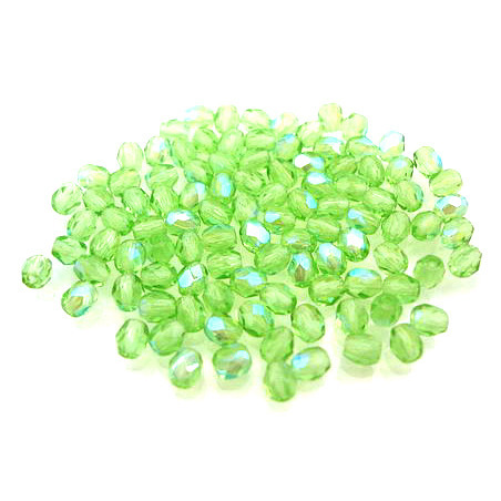 100 geschliffene Glasperlen · Grün AB 4mm · pe1331