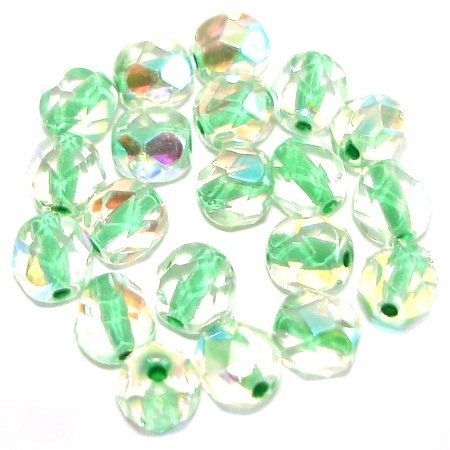 20 geschliffene Glasperlen · Crystal Grün AB 6mm · pe1768