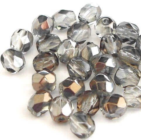 30 geschliffene Glasperlen · Black Diamond Bronze 5mm · pe1550