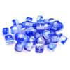 30 Glasperlen Würfel · Blau Crystal Weiß meliert 6mm · pe2648