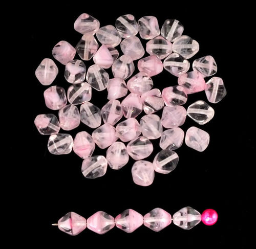 50 Glasperlen Doppelpyramiden · Rosa Crystal 7mm · pe1276