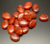 10 ovale Glasperlen · Rot-Braun meliert 12x9mm · pe3161