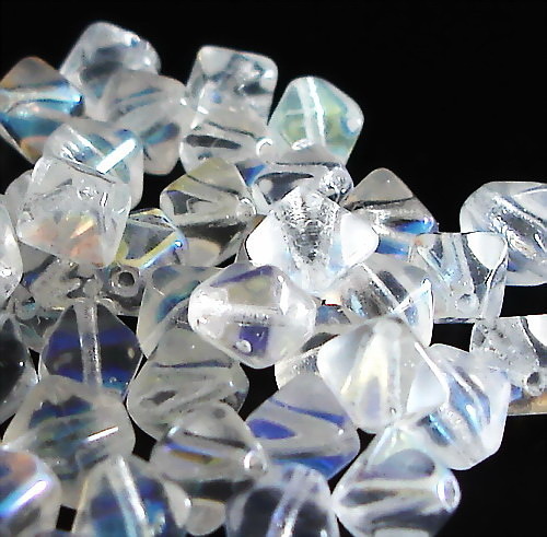50 Glasperlen Doppelpyramiden | Crystal AB 6.5mm - pe2985
