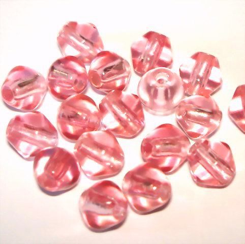 40 Glasperlen Doppelkegel Bicone · Rosa transparent 7mm · pe2825