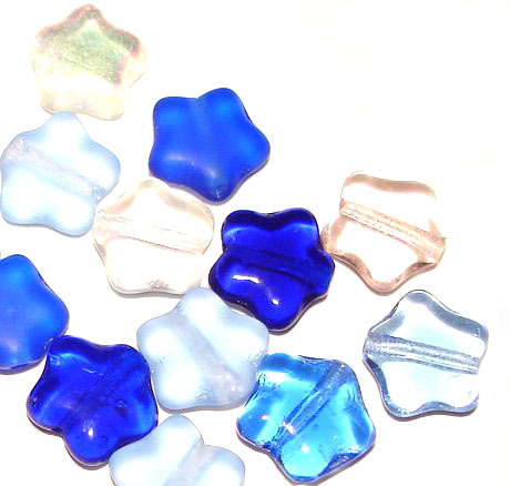 30 Glasperlen Sternchen · Mix Blau Crystal Rosa 8mm · pe2513