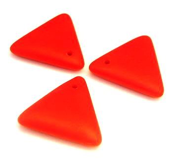 2 Glasperlen Dreiecke | Rot opak | 20x18mm - pe1968