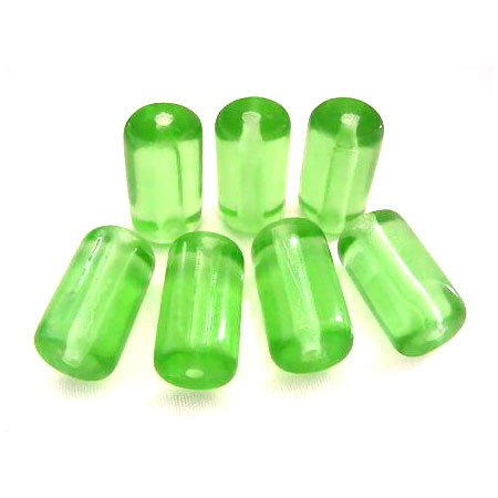 2 große Glasperlen Walzen Zylinder · Grün matt 24mm · pe435