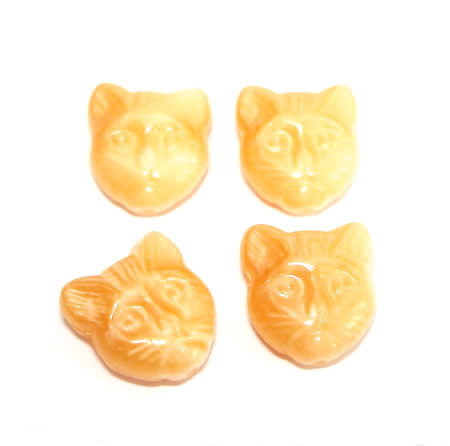 4 Katzen Katzenkopf Glasperlen · Beige marmoriert · pe1471