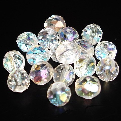 10 geschliffene Glasperlen · Crystal AB 10mm · pe1809