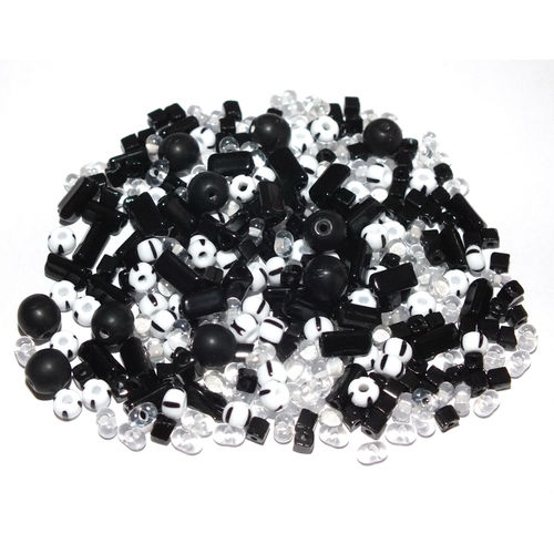330+ St. Rocailles Stifte Mix Schwarz Weiß Crystal · 580