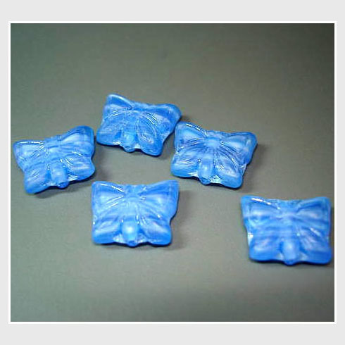 5 Schmetterling Glasperlen · Blau 15mm · pe3246