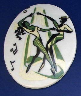 Glasmedaillon Tanzendes Paar · Italien um 1950 · an153