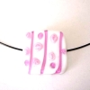 1 Lampwork Perle Quadrat · Weiß Rosa 17x17mm · pe2955