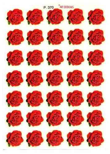 35 Stück Abziehbilder Rote Rosen | 1 Bogen - pa001