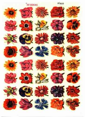 40 Stück Abziehbilder Blumenmotive | 1 Bogen - pa003