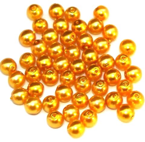 50 Wachsglasperlen | Gold Orange 4mm - pe3802