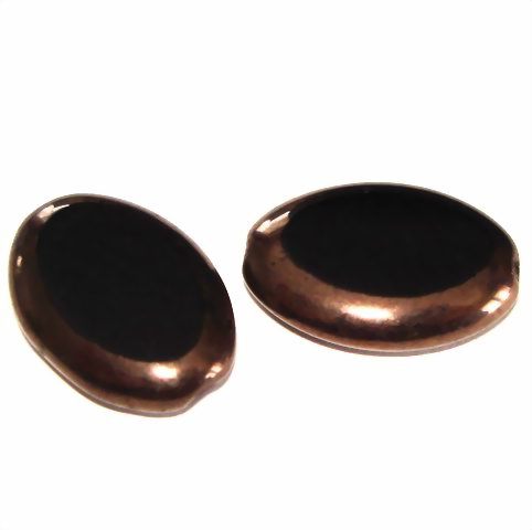 2 geschliffene ovale Glasperlen · Schwarz Bronze 20mm · pe3845