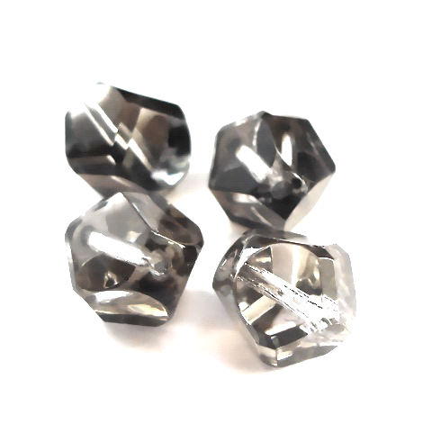4 geschliffene Glasperlen · Crystal Silber 12mm · pe3864