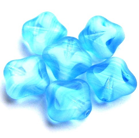 6 geschliffene Quadrate · Blau Türkis Opal 10mm · pe3941
