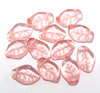 12 Glasperlen Blätter · Rosa transparent 15mm · pe4026