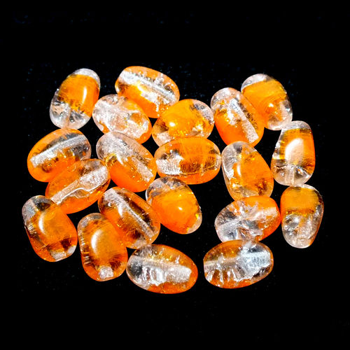 20 Crashperlen Oliven · Crystal Orange 9x6mm · pe4061