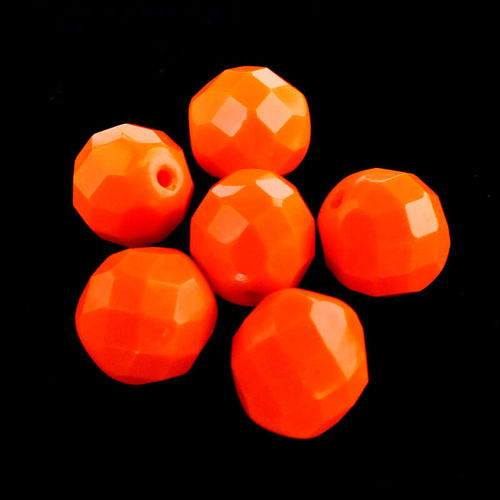 6 geschliffene Glasperlen · Orange opak 12mm · pe4100