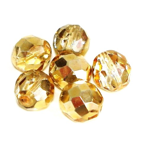 4 geschliffene Glasperlen · Crystal Gold 12mm · pe4101