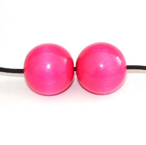 2 große runde Holzperlen · Rosa Pink 20mm · ho002