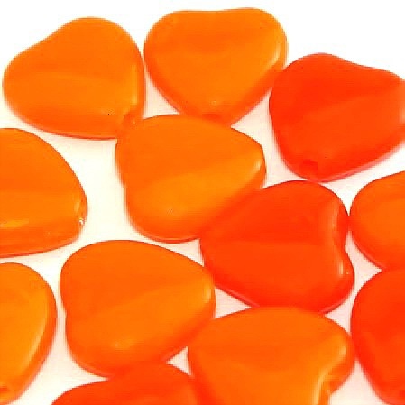12 Herz Glasperlen · Orange opak 10mm · pe4212