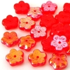 20 Glasperlen Blüten · Rot Siam AB 7.5mm · pe4294