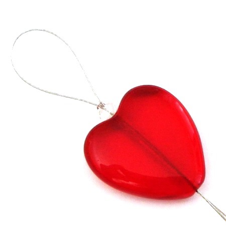 1 große Herz Glasperle · Rot 23mm · pe4352