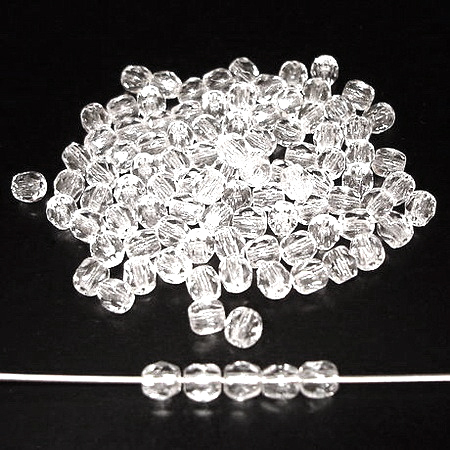 35 geschliffene Glasperlen · Crystal transparent 5mm · pe4361