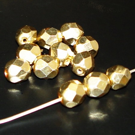 12 geschliffene Glasperlen Crystal Gold 6mm - pe4391