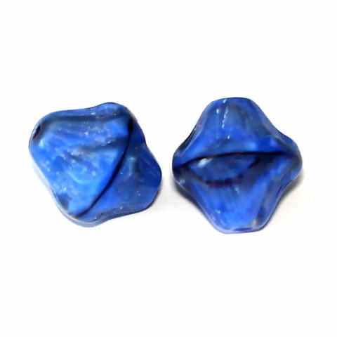 2 große Doppelkegel · Blau Schwarz Opal 13.5mm · pe4503