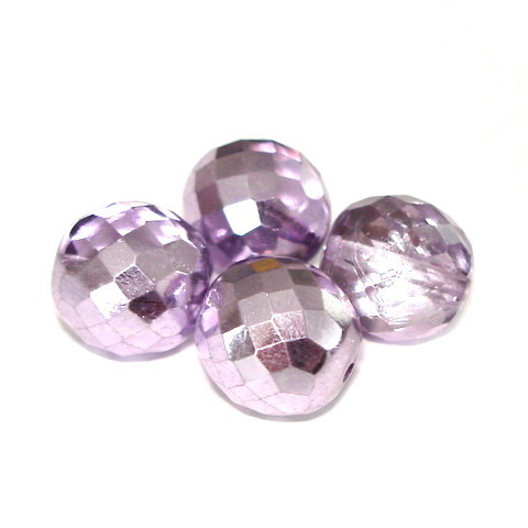 2 geschliffene Glasperlen | Crystal Lila veredelt 14mm - pe4653