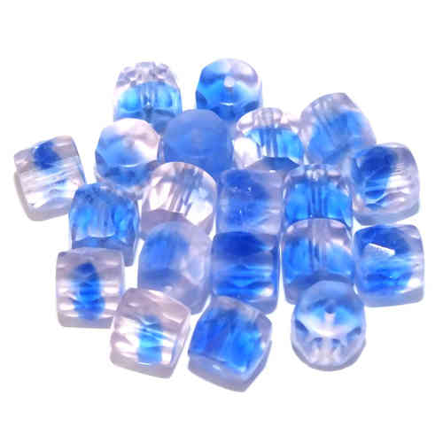 20 geschliffene Glasperlen Walzen · Blau Crystal 8mm · pe5105
