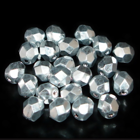50 geschliffene Glasperlen · Crystal Silber 4mm · pe5148