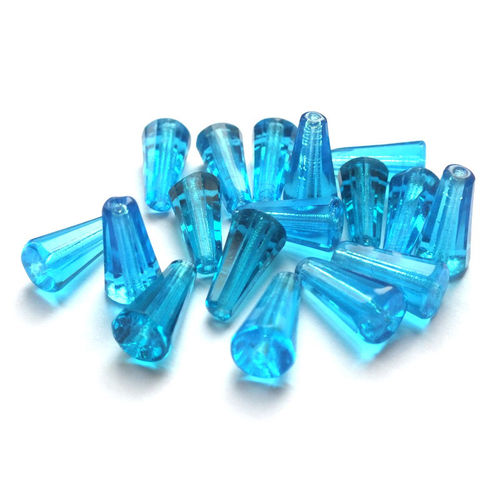 15 geschliffene Antikperlen Kegel · Blau 15mm · pe5204