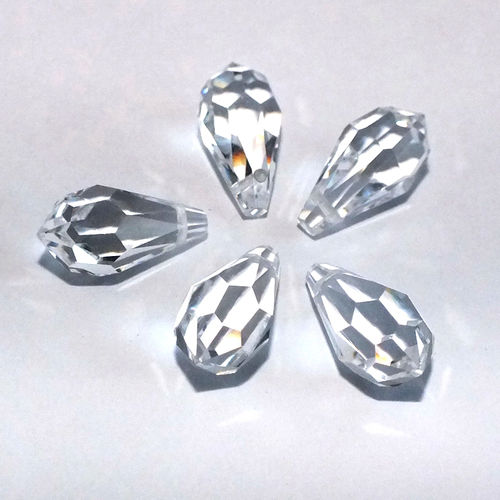 1 geschliffene Glasperle: Tropfen · PRECIOSA Crystal 18x9mm · pe5208