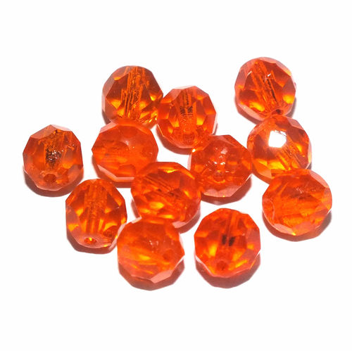 12 geschliffene Glasperlen · Orange 8mm Antikperlen · pe5211