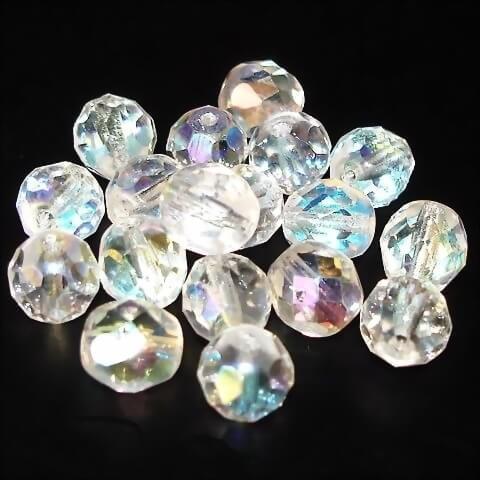 9 geschliffene Glasperlen · Crystal AB 11mm · pe5217
