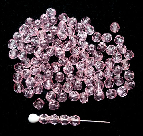 100 geschliffene Glasperlen · Rosa Pink 4mm · pe5348