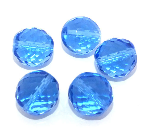 1 geschliffene Glasperle · Blau transparent 20mm · pe5369