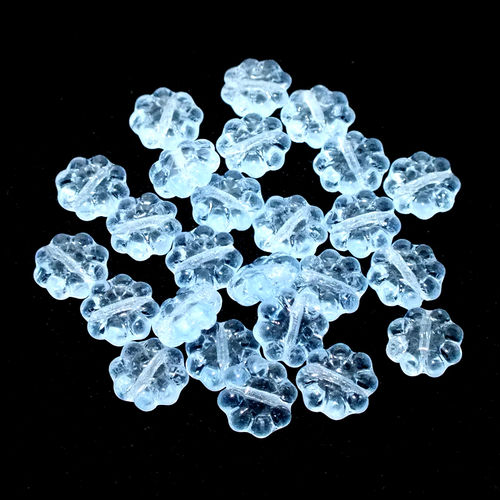 24 Glasperlen Blüten · Hellblau transparent 8mm · pe5420