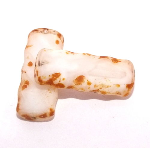 2 geschliffene Glasperlen · Bonbon Weiß opal 25mm · pe5458