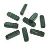 9 geschliffene Glasperlen Quader · Grün marmoriert 15mm · pe5467