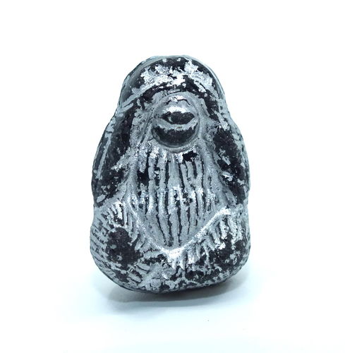 1 große Gorilla Glasperle · Schwarz Silber 22x15mm · pe5523