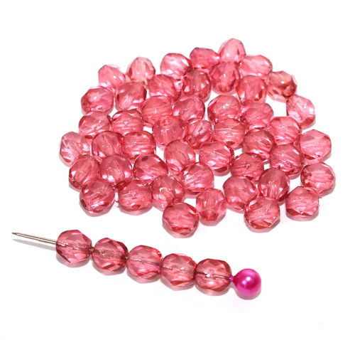 45 geschliffene Glasperlen · Rosa Pink French Rose 5mm · pe5554